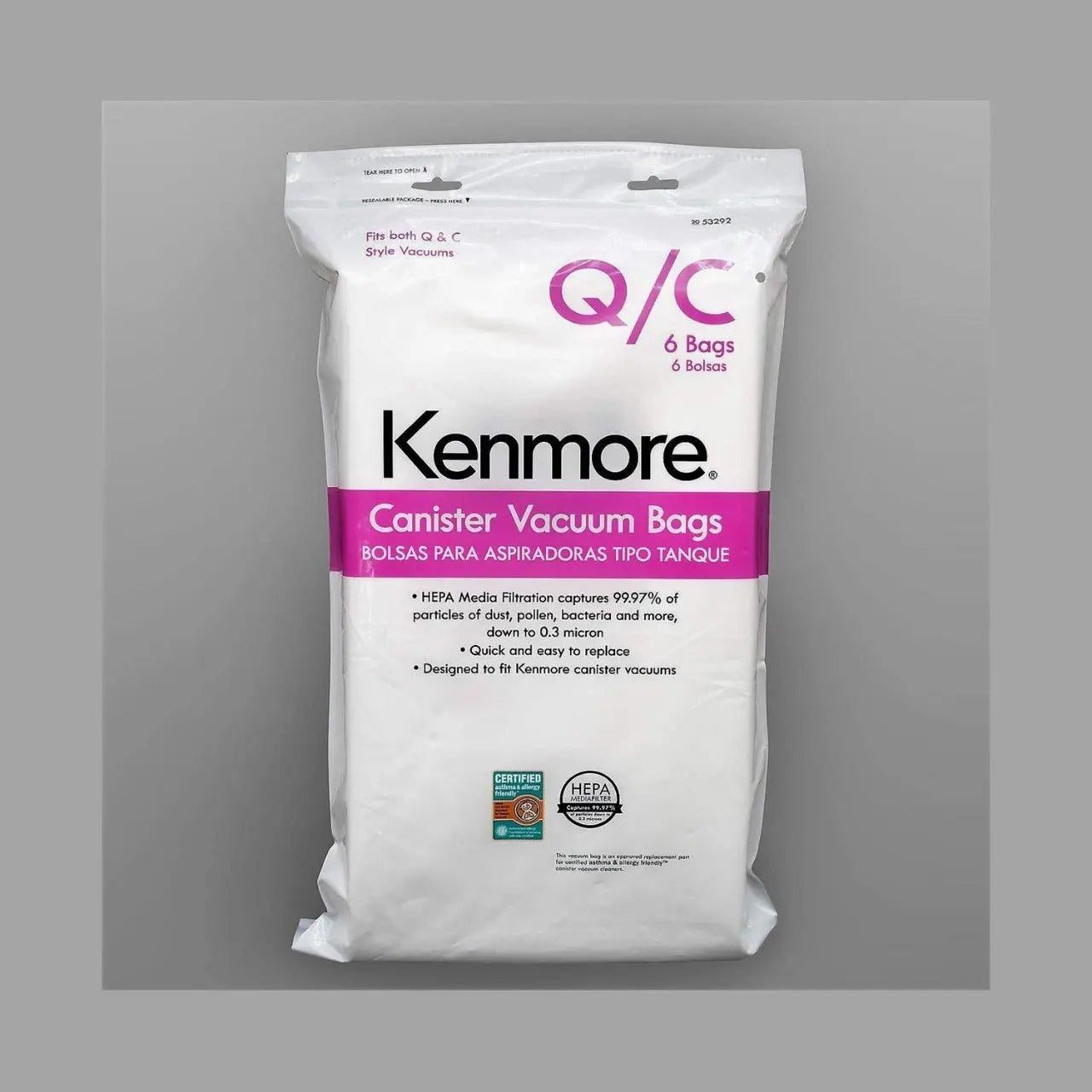 Genuine 6-Pack Кеnmоrе Canister Vacuum Bags 53292 Type Q - C HEPA for Canister Vacuums Cleaner Kenmore